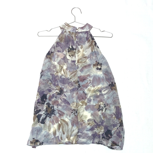 Vintage | Blush | Highneck Halter Top | Floral | Shabby Chic | Summer | Chiffon - Picture 6 of 8